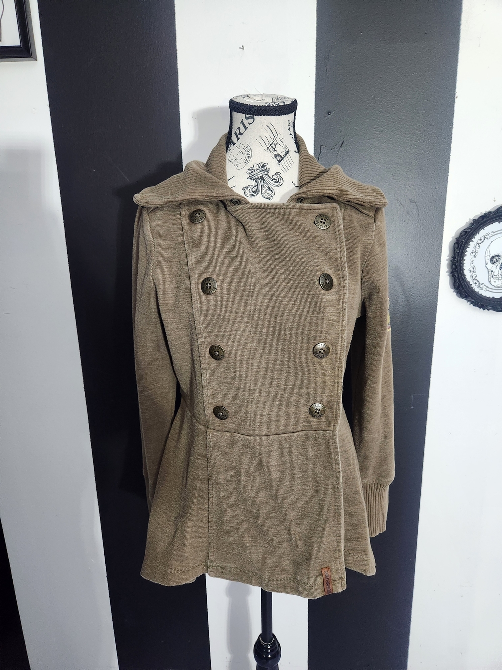 Harley-Davidson Olive Double-Breasted Pea Coat - Picture 2 of 5